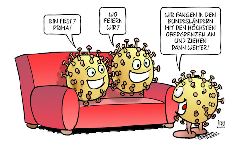 Cartoon: Feier-Obergrenzen (medium) by Harm Bengen tagged feier,obergrenzen,fest,superspreader,corona,virus,sofa,bundesländern,harm,bengen,cartoon,karikatur,feier,obergrenzen,fest,superspreader,corona,virus,sofa,bundesländern,harm,bengen,cartoon,karikatur