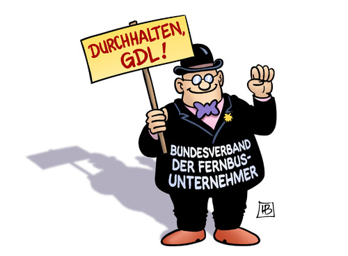 Cartoon: Fernbusunternehmen (medium) by Harm Bengen tagged durchhalten,bundesverband,fernbusunternehmer,fernbus,konkurrenz,gdl,streik,bahn,db,weselsky,zustimmung,ablehnung,harm,bengen,cartoon,karikatur,durchhalten,bundesverband,fernbusunternehmer,fernbus,konkurrenz,gdl,streik,bahn,db,weselsky,zustimmung,ablehnung,harm,bengen,cartoon,karikatur