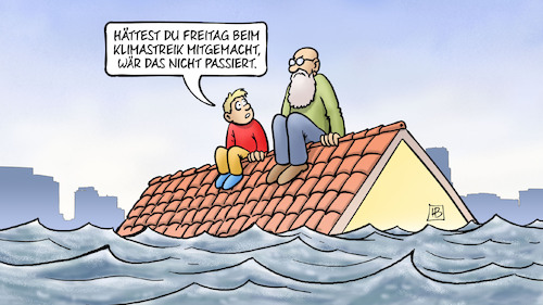 Cartoon: FFF und Hochwasser (medium) by Harm Bengen tagged freitag,klimastreik,opa,enkel,fff,fridays,for,future,demo,hochwasser,regen,dach,klimawandel,harm,bengen,cartoon,karikatur,freitag,klimastreik,opa,enkel,fff,fridays,for,future,demo,hochwasser,regen,dach,klimawandel,harm,bengen,cartoon,karikatur