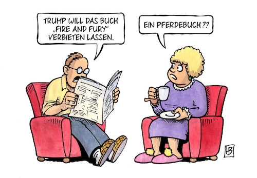 Cartoon: Fire and Fury (medium) by Harm Bengen tagged trump,usa,präsident,bannon,enthüllungsbuch,fire,and,fury,verbieten,pferdebuch,harm,bengen,cartoon,karikatur,trump,usa,präsident,bannon,enthüllungsbuch,fire,and,fury,verbieten,pferdebuch,harm,bengen,cartoon,karikatur