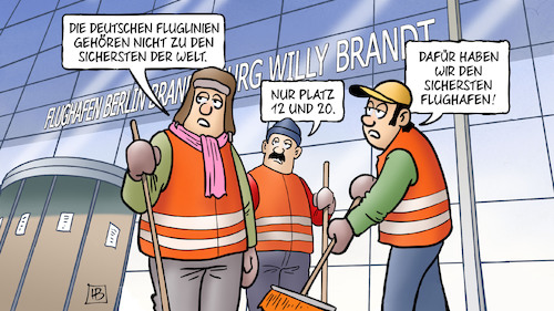 Cartoon: Flugsicherheit (medium) by Harm Bengen tagged fluglinien,flugsicherheit,flughafen,ber,luftfahrt,harm,bengen,cartoon,karikatur,fluglinien,flugsicherheit,flughafen,ber,luftfahrt,harm,bengen,cartoon,karikatur