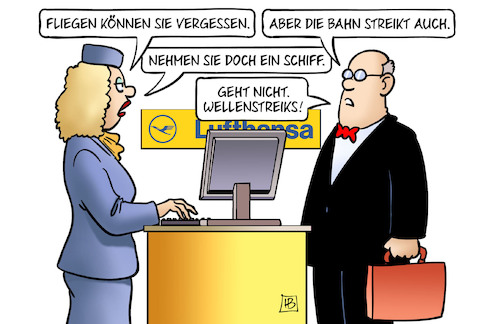 Cartoon: Flugzeug-Bahn-Schiff (medium) by Harm Bengen tagged flugzeug,bahn,schiff,fliegen,streiks,wellenstreiks,lufthansa,harm,bengen,cartoon,karikatur,flugzeug,bahn,schiff,fliegen,streiks,wellenstreiks,lufthansa,harm,bengen,cartoon,karikatur