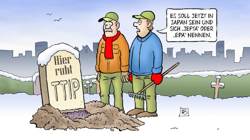 Cartoon: Freihandel mit Japan (medium) by Harm Bengen tagged freihandelsabkommen,japan,europa,jefta,epa,ttip,friedhof,grab,winter,harm,bengen,cartoon,karikatur,freihandelsabkommen,japan,europa,jefta,epa,ttip,friedhof,grab,winter,harm,bengen,cartoon,karikatur