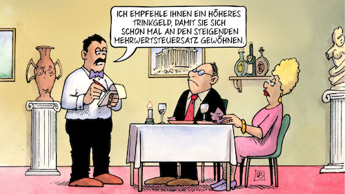 Cartoon: Gastro-MwSt (medium) by Harm Bengen tagged gastronomie,restaurant,lokal,ober,kellner,gast,trinkgeld,mwst,mehrwertsteuersatz,harm,bengen,cartoon,karikatur,gastronomie,restaurant,lokal,ober,kellner,gast,trinkgeld,mwst,mehrwertsteuersatz,harm,bengen,cartoon,karikatur