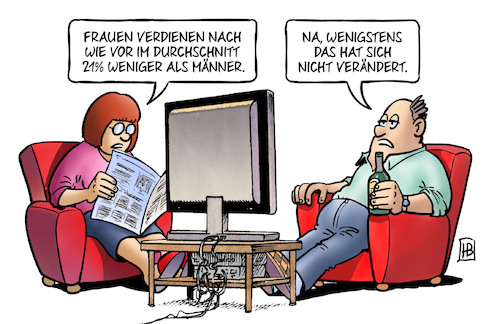 Cartoon: Gender Pay Gap (medium) by Harm Bengen tagged gender,pay,gap,lohnlücke,unterschied,frauen,verdienst,gehalt,lohn,weniger,männer,veränderung,tv,harm,bengen,cartoon,karikatur,gender,pay,gap,lohnlücke,unterschied,frauen,verdienst,gehalt,lohn,weniger,männer,veränderung,tv,harm,bengen,cartoon,karikatur