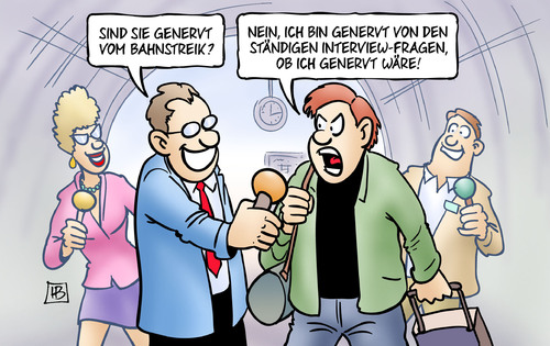 Cartoon: Genervt (medium) by Harm Bengen tagged interview,genervt,fragen,reporter,fahrgast,reisender,bahnhof,bnd,gdl,lokführer,gewerkschaft,bahn,bahnstreik,harm,bengen,cartoon,karikatur,interview,genervt,fragen,reporter,fahrgast,reisender,bahnhof,bnd,gdl,lokführer,gewerkschaft,bahn,bahnstreik,harm,bengen,cartoon,karikatur