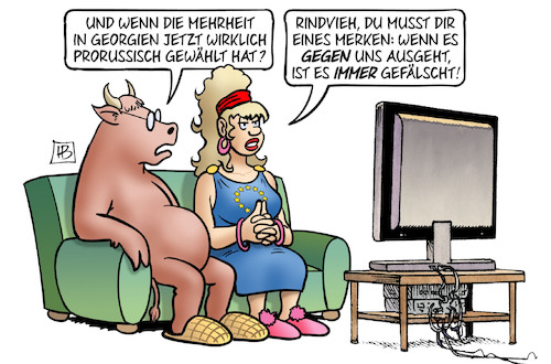 Cartoon: Georgien-Wahl (medium) by Harm Bengen tagged mehrheit,wahl,georgien,prorussisch,rindvieh,stier,europa,russland,harm,bengen,cartoon,karikatur,mehrheit,wahl,georgien,prorussisch,rindvieh,stier,europa,russland,harm,bengen,cartoon,karikatur