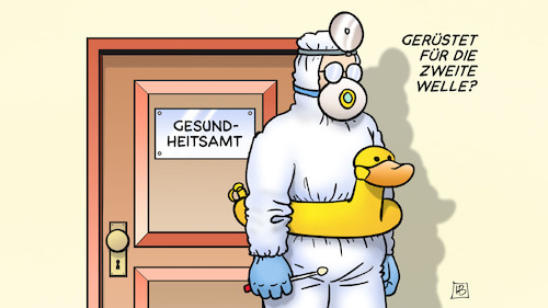 Cartoon: Gesundheitsamt und Zweite Welle (medium) by Harm Bengen tagged gesundheitsamt,corona,schwimmring,ente,zweite,welle,arzt,harm,bengen,cartoon,karikatur,gesundheitsamt,corona,schwimmring,ente,zweite,welle,arzt,harm,bengen,cartoon,karikatur