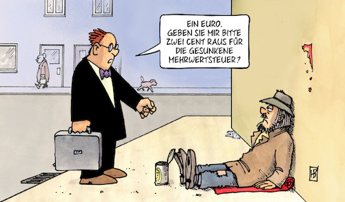 Cartoon: Gesunkene MwSt (medium) by Harm Bengen tagged euro,wechselgeld,cent,gesunkene,mehrwertsteuer,konjunkturpaket,bettler,spende,corona,covid19,virus,wirtschaft,pandemie,harm,bengen,cartoon,karikatur,euro,wechselgeld,cent,gesunkene,mehrwertsteuer,konjunkturpaket,bettler,spende,corona,covid19,virus,wirtschaft,pandemie,harm,bengen,cartoon,karikatur