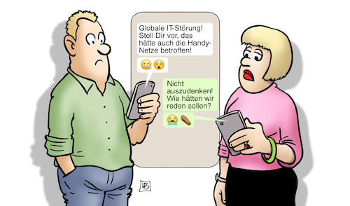 Cartoon: Globale IT-Störung (medium) by Harm Bengen tagged globale,it,störung,handy,netze,reden,microsoft,whatsapp,chat,kommunikation,harm,bengen,cartoon,karikatur,globale,it,störung,handy,netze,reden,microsoft,whatsapp,chat,kommunikation,harm,bengen,cartoon,karikatur