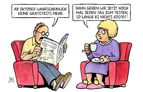 Cartoon: Gratistest (medium) by Harm Bengen tagged oktober,gratistests,kostenlos,testen,corona,zeitung,lesen,harm,bengen,cartoon,karikatur,oktober,gratistests,kostenlos,testen,corona,zeitung,lesen,harm,bengen,cartoon,karikatur