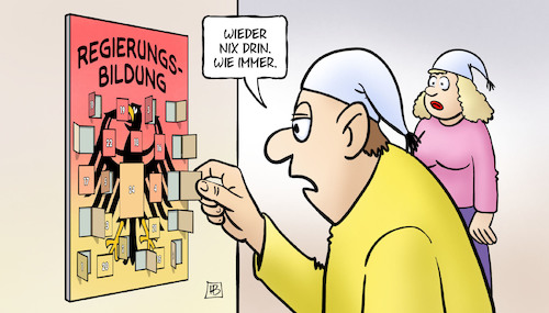 Cartoon: Groko-Adventskalender (medium) by Harm Bengen tagged groko,adventskalender,union,spd,cdu,csu,koalition,sondierungen,weihnachten,michel,harm,bengen,cartoon,karikatur,groko,adventskalender,union,spd,cdu,csu,koalition,sondierungen,weihnachten,michel,harm,bengen,cartoon,karikatur