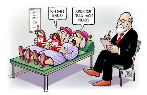 Cartoon: Groko-Jein (medium) by Harm Bengen tagged raus,jein,persönlichkeitsspaltung,schizophrenie,groko,verlassen,psychiater,psychologe,alte,tante,spd,stichwahl,koalition,harm,bengen,cartoon,karikatur,raus,jein,persönlichkeitsspaltung,schizophrenie,groko,verlassen,psychiater,psychologe,alte,tante,spd,stichwahl,koalition,harm,bengen,cartoon,karikatur