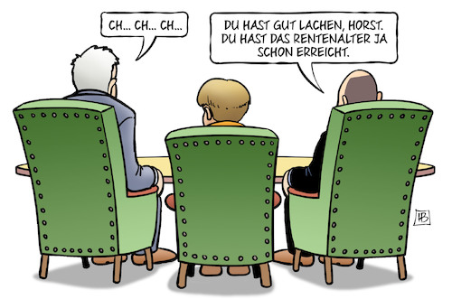 Cartoon: Rentenalter (medium) by Harm Bengen tagged groko,rente,scholz,seehofer,merkel,bundesregierung,rolle,tesafilm,kaputt,reparatur,harm,bengen,cartoon,karikatur,groko,rente,scholz,seehofer,merkel,bundesregierung,rolle,tesafilm,kaputt,reparatur,harm,bengen,cartoon,karikatur