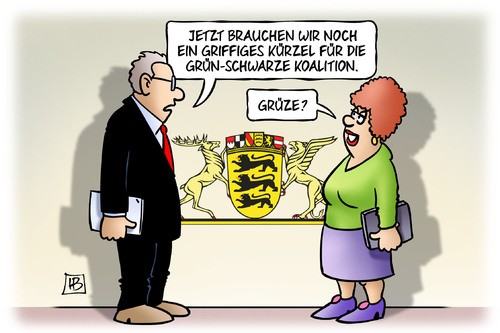 Cartoon: Grün-Schwarz (medium) by Harm Bengen tagged grün,schwarz,grüne,cdu,baden,württemberg,koalition,koalitionsvertrag,wappen,grüze,harm,bengen,cartoon,karikatur,grün,schwarz,grüne,cdu,baden,württemberg,koalition,koalitionsvertrag,wappen,grüze,harm,bengen,cartoon,karikatur