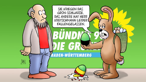 Cartoon: Grüne Eier (medium) by Harm Bengen tagged grüne,eier,schwarze,cdu,baden,württemberg,koalition,kretschmann,ostern,osterhase,harm,bengen,cartoon,karikatur,grüne,eier,schwarze,cdu,baden,württemberg,koalition,kretschmann,ostern,osterhase,harm,bengen,cartoon,karikatur