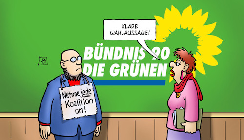 Cartoon: Grüne Wahlaussage (medium) by Harm Bengen tagged grüne,wahlaussage,parteitag,jamaika,koalitionen,bundestagswahl,landtagswahlen,harm,bengen,cartoon,karikatur,grüne,wahlaussage,parteitag,jamaika,koalitionen,bundestagswahl,landtagswahlen,harm,bengen,cartoon,karikatur