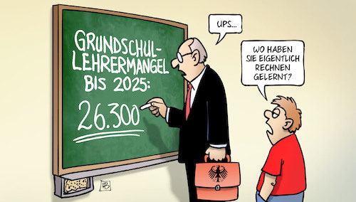 Cartoon: Grundschullehrer (medium) by Harm Bengen tagged rechnen,gelernt,schule,grundschullehrermangel,2025,kind,tafel,harm,bengen,cartoon,karikatur,rechnen,gelernt,schule,grundschullehrermangel,2025,kind,tafel,harm,bengen,cartoon,karikatur