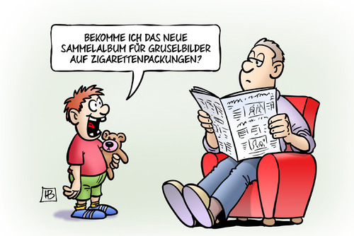 Cartoon: Gruselbilder (medium) by Harm Bengen tagged sammelalbum,gruselbilder,schockbilder,zigarettenpackungen,rauchen,abschreckung,kind,sohn,vater,zeitung,bundesrat,gesetz,harm,bengen,cartoon,karikatur,sammelalbum,gruselbilder,schockbilder,zigarettenpackungen,rauchen,abschreckung,kind,sohn,vater,zeitung,bundesrat,gesetz,harm,bengen,cartoon,karikatur