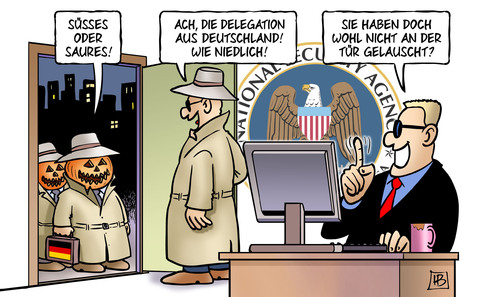 Cartoon: Halloween-Delegation (medium) by Harm Bengen tagged halloween,delegation,deutschland,abhören,unter,freunden,europa,staatschefs,obama,nsa,geheimdienst,überwachung,merkel,mobiltelefon,handy,spionage,regierung,harm,bengen,cartoon,karikatur,halloween,delegation,deutschland,abhören,unter,freunden,europa,staatschefs,obama,nsa,geheimdienst,überwachung,merkel,mobiltelefon,handy,spionage,regierung,harm,bengen,cartoon,karikatur