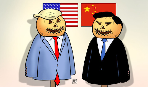 Cartoon: Halloween-Treff in Seoul (medium) by Harm Bengen tagged halloween,treffen,seoul,trump,xi,china,usa,kürbis,harm,bengen,cartoon,karikatur,halloween,treffen,seoul,trump,xi,china,usa,kürbis,harm,bengen,cartoon,karikatur