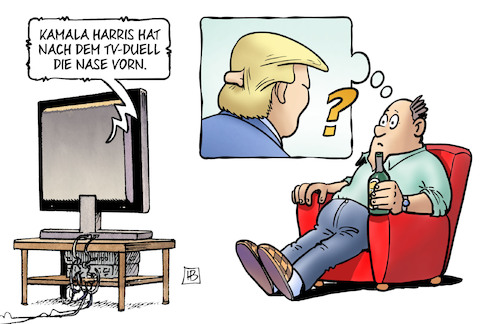 Cartoon: Harris Nase vorn (medium) by Harm Bengen tagged kamala,nase,vorn,tv,duell,fernseher,usa,harris,trump,harm,bengen,cartoon,karikatur,kamala,nase,vorn,tv,duell,fernseher,usa,harris,trump,harm,bengen,cartoon,karikatur