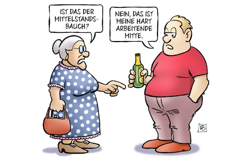 Cartoon: Hart arbeitende Mitte (medium) by Harm Bengen tagged mittelstandsbauch,steuerprogession,hart,arbeitende,mitte,wahlkampf,floskel,susemil,bier,harm,bengen,cartoon,karikatur,mittelstandsbauch,steuerprogession,hart,arbeitende,mitte,wahlkampf,floskel,susemil,bier,harm,bengen,cartoon,karikatur