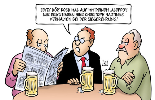 Cartoon: Harting (medium) by Harm Bengen tagged stammtisch,diskussion,aleppo,syrien,krieg,zeitung,christoph,harting,olympia,goldmedaille,verhalten,siegerehrung,sport,harm,bengen,cartoon,karikatur,stammtisch,diskussion,aleppo,syrien,krieg,zeitung,christoph,harting,olympia,goldmedaille,verhalten,siegerehrung,sport,harm,bengen,cartoon,karikatur