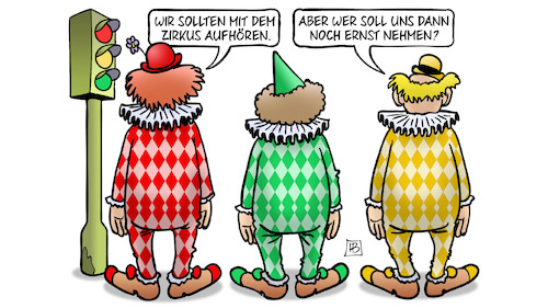 Cartoon: Haushalts-Zirkus (medium) by Harm Bengen tagged haushalt,zirkus,ampel,clowns,spd,grüne,fdp,harm,bengen,cartoon,karikatur,haushalt,zirkus,ampel,clowns,spd,grüne,fdp,harm,bengen,cartoon,karikatur