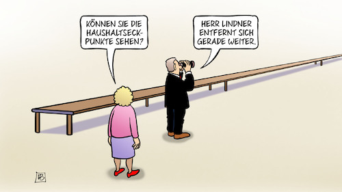 Cartoon: Haushaltseckpunkte (medium) by Harm Bengen tagged haushaltseckpunkte,finanzminister,lindner,lange,bank,fernglas,harm,bengen,cartoon,karikatur,haushaltseckpunkte,finanzminister,lindner,lange,bank,fernglas,harm,bengen,cartoon,karikatur