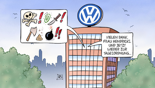 Cartoon: Hendricks und VW (medium) by Harm Bengen tagged hendricks,vw,kartellabsprachen,abgasskandal,vertauen,automobilindustrie,fluchen,tagesordnung,harm,bengen,cartoon,karikatur,hendricks,vw,kartellabsprachen,abgasskandal,vertauen,automobilindustrie,fluchen,tagesordnung,harm,bengen,cartoon,karikatur