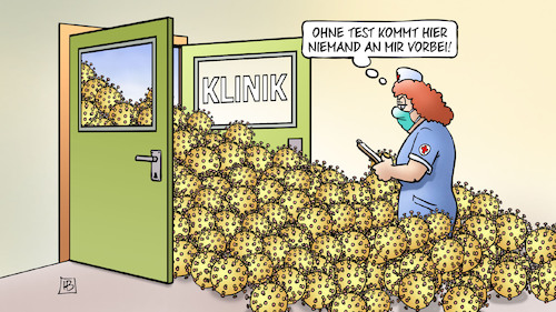 Cartoon: Herbstwelle und Kliniken (medium) by Harm Bengen tagged herbstwelle,test,kliniken,corona,viren,flut,welle,krankenschwester,harm,bengen,cartoon,karikatur,herbstwelle,test,kliniken,corona,viren,flut,welle,krankenschwester,harm,bengen,cartoon,karikatur