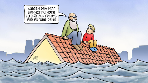 Cartoon: Hochwasser und FFF (medium) by Harm Bengen tagged fff,fridays,for,future,demo,hochwasser,regen,dach,klimawandel,harm,bengen,cartoon,karikatur,fff,fridays,for,future,demo,hochwasser,regen,dach,klimawandel,harm,bengen,cartoon,karikatur