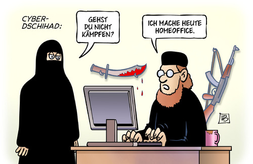 Cartoon: Homeoffice (medium) by Harm Bengen tagged cyber,dschihad,kämpfen,homeoffice,internet,computer,fernseher,sender,tv,is,gehackt,hacker,burka,islamisten,cybercrime,cyberwar,frankreich,tv5,harm,bengen,cartoon,karikatur,cyber,dschihad,kämpfen,homeoffice,internet,computer,fernseher,sender,tv,is,gehackt,hacker,burka,islamisten,cybercrime,cyberwar,frankreich,tv5,harm,bengen,cartoon,karikatur