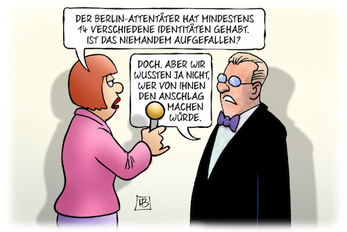 Cartoon: Identitäten (medium) by Harm Bengen tagged berlin,attentäter,amri,islamist,terrorist,14,verschiedene,identitäten,interview,anschlag,harm,bengen,cartoon,karikatur,berlin,attentäter,amri,islamist,terrorist,14,verschiedene,identitäten,interview,anschlag,harm,bengen,cartoon,karikatur