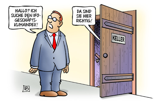 Cartoon: IFO-Index 2014 (medium) by Harm Bengen tagged cartoon,bengen,harm,wirtschaft,konjunktur,keller,geschäftsklimaindex,ifo,karikatur,ifo,geschäftsklimaindex,keller,konjunktur,wirtschaft,harm,bengen,cartoon,karikatur