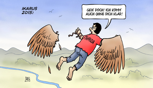 Cartoon: Ikarus 2015 (medium) by Harm Bengen tagged syriza,ikarus,linker,flügel,linke,abspaltung,regierung,tsipras,rücktritt,krise,neuwahlen,griechenland,harm,bengen,cartoon,karikatur,syriza,ikarus,linker,flügel,linke,abspaltung,regierung,tsipras,rücktritt,krise,neuwahlen,griechenland,harm,bengen,cartoon,karikatur