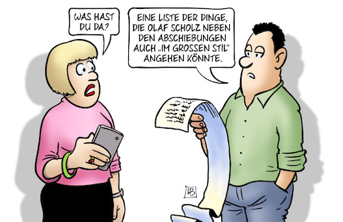 Cartoon: Im grossen Stil (medium) by Harm Bengen tagged liste,scholz,abschiebungen,im,grossen,stil,handy,harm,bengen,cartoon,karikatur,liste,scholz,abschiebungen,im,grossen,stil,handy,harm,bengen,cartoon,karikatur