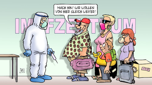 Cartoon: Impf-Lockerungen (medium) by Harm Bengen tagged impfzentrum,familie,urlaub,lockerungen,geimpfte,impfung,sonderrechte,corona,harm,bengen,cartoon,karikatur,impfzentrum,familie,urlaub,lockerungen,geimpfte,impfung,sonderrechte,corona,harm,bengen,cartoon,karikatur