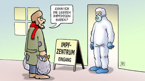 Cartoon: Impfdosen (medium) by Harm Bengen tagged leere,impfdosen,impfzentrum,impfen,corona,pfandsammler,flaschen,schutzanzug,harm,bengen,cartoon,karikatur,leere,impfdosen,impfzentrum,impfen,corona,pfandsammler,flaschen,schutzanzug,harm,bengen,cartoon,karikatur