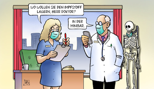 Cartoon: Impfstoff beim Hausarzt (medium) by Harm Bengen tagged hausarzt,impfstoff,lagern,doktor,minibar,corona,impfen,arzt,krankenschwester,sprechstundenhilfe,arztpraxis,harm,bengen,cartoon,karikatur,hausarzt,impfstoff,lagern,doktor,minibar,corona,impfen,arzt,krankenschwester,sprechstundenhilfe,arztpraxis,harm,bengen,cartoon,karikatur