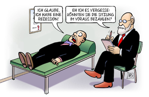 Cartoon: In der Rezession (medium) by Harm Bengen tagged wirtschaft,rezession,sitzung,voraus,bezahlen,psychiater,psychologe,unternehmer,kapitalist,harm,bengen,cartoon,karikatur,wirtschaft,rezession,sitzung,voraus,bezahlen,psychiater,psychologe,unternehmer,kapitalist,harm,bengen,cartoon,karikatur