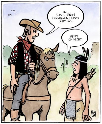 Cartoon: Indianer kennt keinen Schmerz (medium) by Harm Bengen tagged indianer,cowboy,schmerz,,indianer,cowboy,schmerz,wilder,westen,name,stark,furchtlos,schmerzlos,pferd,wildnis,suche,kalauer,indianergebiet,indianerterritorium,indianerstamm,stammesgebiet,rituale,marterpfahl,marter,reiter,kopfgeldjäger,medizinmann,schamane,totem,totempfahl,death valley,tipi,rapper,pfadfinder,scout,jagd,menschenjagd,verfolgung,western,klassiker,edelwestern,westernfilm,colt,pistolenhalfter,pfeil und bogen,death,valley,pfeil,und,bogen