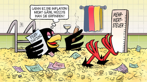 Cartoon: Inflation und Mehrwertsteuer (medium) by Harm Bengen tagged inflation,mehrwertsteuer,bundesadler,adler,geld,baden,schwimmbad,steuerschaetzung,harm,bengen,cartoon,karikatur,inflation,mehrwertsteuer,bundesadler,adler,geld,baden,schwimmbad,steuerschaetzung,harm,bengen,cartoon,karikatur