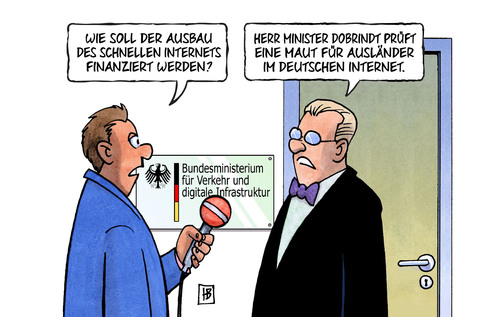 Cartoon: Internet-Maut (medium) by Harm Bengen tagged internet,maut,schneller,ausbau,internetausbau,finanzierung,auslaender,minister,dobrindt,csu,bundesministerium,verkehr,digitale,infrastruktur,verkehrsministerium,harm,bengen,cartoon,karikatur,internet,maut,schneller,ausbau,internetausbau,finanzierung,auslaender,minister,dobrindt,csu,bundesministerium,verkehr,digitale,infrastruktur,verkehrsministerium,harm,bengen,cartoon,karikatur