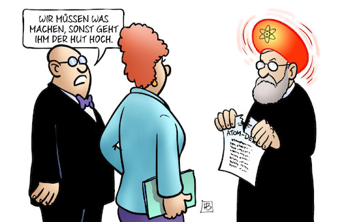 Cartoon: Iran kocht (medium) by Harm Bengen tagged iran,usa,atomdeal,atomabkommen,europa,hut,rohani,harm,bengen,cartoon,karikatur,iran,usa,atomdeal,atomabkommen,europa,hut,rohani,harm,bengen,cartoon,karikatur