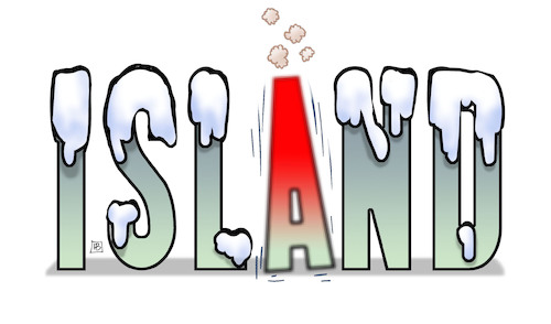 Cartoon: Island-Vulkan (medium) by Harm Bengen tagged island,vulkan,ausbruch,schnee,eis,harm,bengen,cartoon,karikatur,island,vulkan,ausbruch,schnee,eis,harm,bengen,cartoon,karikatur