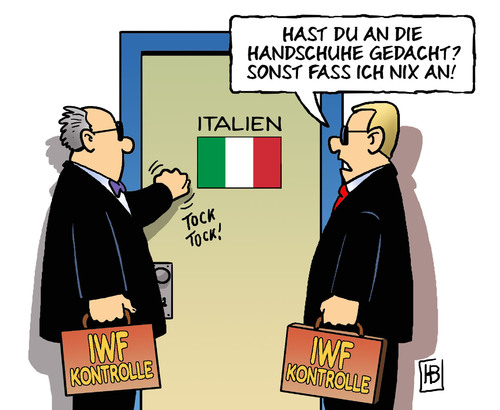 Cartoon: IWF-Kontrolle (medium) by Harm Bengen tagged g20,gipfel,merkel,sarkozy,papandreou,berlusconi,deutschland,frankreich,italien,ezb,iwf,kontrolle,banken,hebel,rettungsschirm,efsf,eu,euro,eurokrise,finanzminister,schirm,kredithebel,kredit,schulden,aufstockung,schuldenkrise,krise,anleihen,stabilisierung,gipfel,g20,merkel,sarkozy,papandreou,berlusconi,deutschland,frankreich,italien,ezb,iwf,kontrolle,banken,hebel,rettungsschirm,eu,efsf,euro