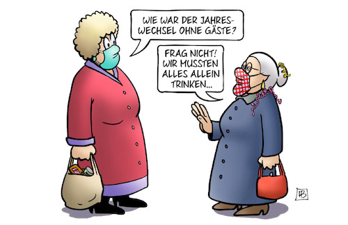 Cartoon: Jahreswechsel allein (medium) by Harm Bengen tagged silvester,neujahr,jahreswechsel,susemil,jutta,masken,allein,gäste,trinken,alkohol,verkatert,luftschlangen,harm,bengen,cartoon,karikatur,silvester,neujahr,jahreswechsel,susemil,jutta,masken,allein,gäste,trinken,alkohol,verkatert,luftschlangen,harm,bengen,cartoon,karikatur