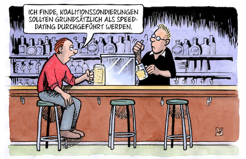 Cartoon: Jamaika-Speeddating (medium) by Harm Bengen tagged sondierungen,jamaika,cdu,csu,fdp,grüne,bundesregierung,koalition,speed,dating,kneipe,harm,bengen,cartoon,karikatur,sondierungen,jamaika,cdu,csu,fdp,grüne,bundesregierung,koalition,speed,dating,kneipe,harm,bengen,cartoon,karikatur